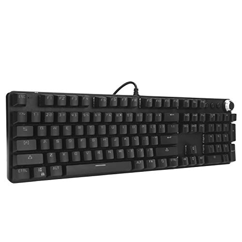 Mechanische Tastatur mit Blauem Schalter, E-Sports Mixed Light mit Lautstärkeregler Kabelgebundene Gaming Tastatur, LED Hintergrundbeleuchtung Numerisches Tastenfeld für Office PC Desktop Laptop von CCYLEZ