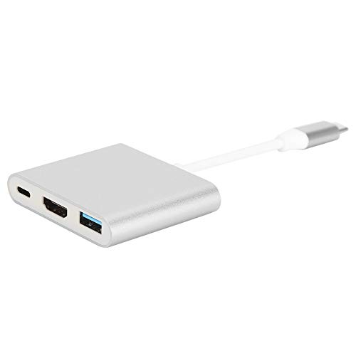 USB C zu HDMI Adapter, 4K HD USB C Hub Adapter, 3 in 1 Typ C zu HDMI Multiport Adapter Konverter Kompatibel mit USB Flash Disk, Festplatten, Mäusen, Tastatur(Silber) von CCYLEZ