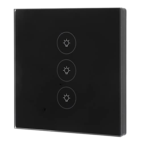 WiFi Smart Wall Touch Lichtschalter, 3-Wege Multi‑Control einpoliger Schalter, Unterstützung von Timern/Zeitplänen/Countdown, für Smart Home Switch(Schwarz, Übersetzen) von CCYLEZ