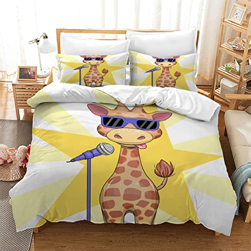 Bettwäsche 135x200 Gelbe Giraffe Bettwäsche-Set mit Reißverschluss Schließung für Kinder Jungs Mädchen Weicher Atmungsaktive Mikrofaser Bettbezug + 1 Kopfkissenbezug 80x80 cm von CCZM