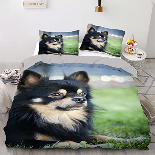 CCZM Bettwäsche 135x200 Schwarzer Chihuahua Bettwäsche-Set mit Reißverschluss Schließung für Kinder Jungs Mädchen Weicher Atmungsaktive Mikrofaser Bettbezug + 1 Kopfkissenbezug 80x80 cm von CCZM