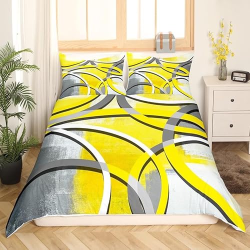 Bettwäsche 135x200 Basketball Microfaser Bettbezüge Set 3 Teilig, Weich Atmungsaktiv Bettbezug Gelb und 2 Kissenbezug 80x80 cm mit Reißverschluss von CCZM