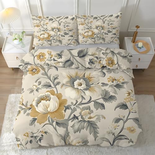 CCZM Bettwäsche 135x200 Blumenzweige - Bettbezug 135 x 200 Retro-Blumen mit 2 Kissenbezüge 80x80 cm, Blumen Wendebettwäsche, Microfaser Bettwäsche mit Reißverschluss, Y-212 CCZM Bettwäsche 135x200 Blumenzweige - Bettbezug 135 x 200 Retro-Blumen mit 2 Kissenbezüge 80x80 cm, Blumen Wendebettwäsche, Microfaser Bettwäsche mit Reißverschluss, Y-212 von CCZM