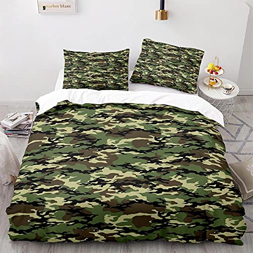 CCZM Bettwäsche 135x200 Camouflage Bettbezug mit Reißverschluss Schließung Weicher Atmungsaktive Mikrofaser Bettwäsche Set + 1 Kopfkissenbezug 80x80 cm von CCZM