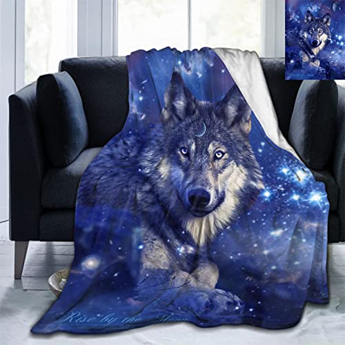 Kuscheldecke Blauer Wolf Fleecedecke Extra Dick Warm Sofadecke Couchdecke Mikrofaser Sofaüberwurf Superweich Flauschig Fleecedecke für Bett und Sofa - 180 x 240 cm von CCZM