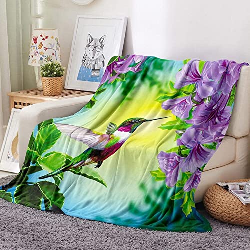 Kuscheldecke Flauschig GrüNe Kolibri-Orchidee Decke Wohndecke Fleecedecke Extra Weich Warm Mikrofaser Decke für Sofadecke Couchdecke Flauschige Bettüberwurf Tagesdecke - 140 x 200 cm von CCZM