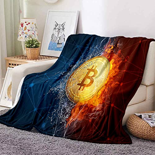 Tagesdecke Rote Bitcoins Fleecedecke für Couch Weich und Warm Mikrofaser Anti-verfärben Wohndecke Flauschig 160 x 200 cm als Sofadecke Couchdecke von CCZM