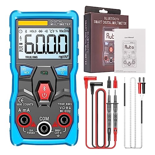 Bluetooth Digital Analog Multimeter 6000 Zählt True RMS AC/DC Strom Spannung Kapazität Automotive Tester Meter(Blue PRO) von CCZRD