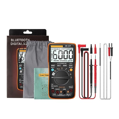 Bluetooth-Digitalmultimeter 6000 Zählt True RMS Professionelles Multimetro Auto-Range AC/DC-Strom-Spannungsprüfgerät(Orange) von CCZRD