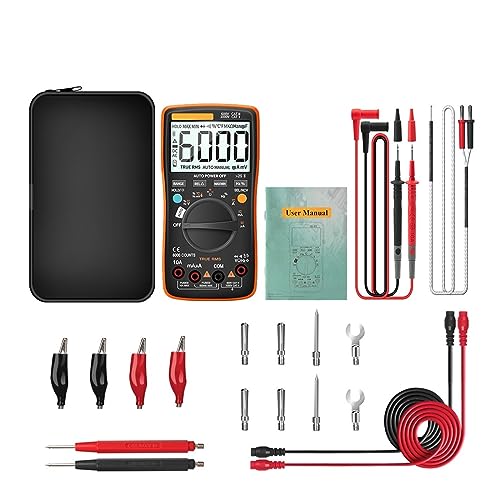 Bluetooth-Digitalmultimeter 6000 Zählt True RMS Professionelles Multimetro Auto-Range AC/DC-Strom-Spannungsprüfgerät(Orange Pro) von CCZRD