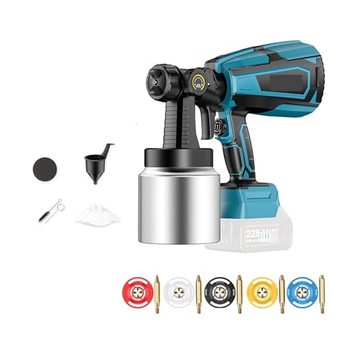CCZRD 1000 ML Elektrische Akku-spritzpistole Farbspritzgerät Auto Möbel Stahlbeschichtung Airbrush 5 Düsen Kompatibel For Batterie(Gun and Mental Pot) von CCZRD
