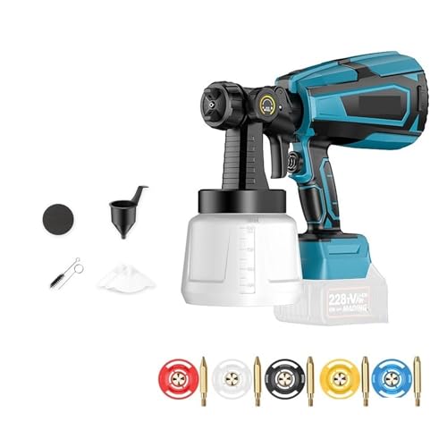 CCZRD 1000 ML Elektrische Akku-spritzpistole Farbspritzgerät Auto Möbel Stahlbeschichtung Airbrush 5 Düsen Kompatibel For Batterie(Gun and Plastic Pot) von CCZRD