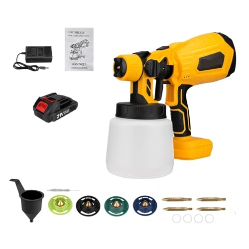 CCZRD 1000ML Bürstenlose Elektrische Spritzpistole Akku-Farbspritzgerät Auto Möbel Stahl Beschichtung Airbrush For 18V Batterie(1 Battery) von CCZRD