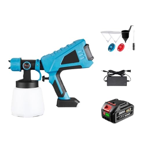 CCZRD 1000ML Bürstenlose Elektrische Spritzpistole HVLP Akku-Farbspritzgerät Auto Möbel Stahl Beschichtung Airbrush For 18V Batterie(1pcs 388vf Battery) von CCZRD