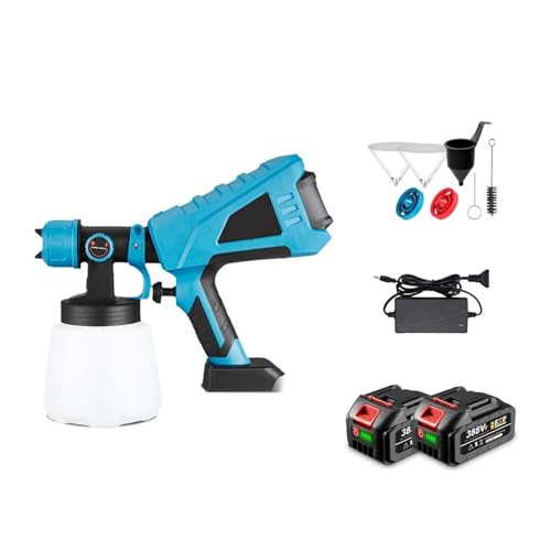 CCZRD 1000ML Bürstenlose Elektrische Spritzpistole HVLP Akku-Farbspritzgerät Auto Möbel Stahl Beschichtung Airbrush For 18V Batterie(2pcs 388vf Battery) von CCZRD