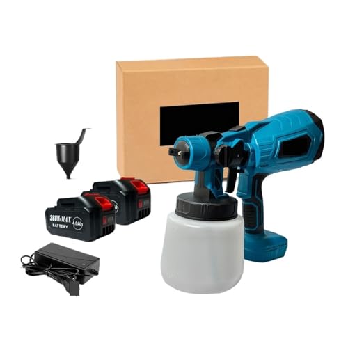 CCZRD 1000ML Elektrische Spritzpistole Akku-Farbspritzgerät Auto Möbel Stahlbeschichtung Airbrush Kompatibel For 18V Batterie(2 Battery Set-388VF) von CCZRD