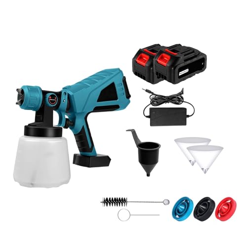 CCZRD 1500 W 21 V Elektrische Akku-Spritzpistole, Gebürstetes Farbspritzgerät, Auto-Möbel, Stahlbeschichtung, Airbrush For 18 V-Batterie(2x 4.5Ah Battery) von CCZRD