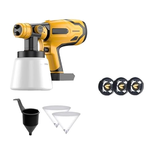 CCZRD 1500 W Elektrische Kabellose Spritzpistole Farbspritzgerät For 20 V Batterie, Möbelbeschichtung, Airbrush For 18 V Batterie(Yellow) von CCZRD