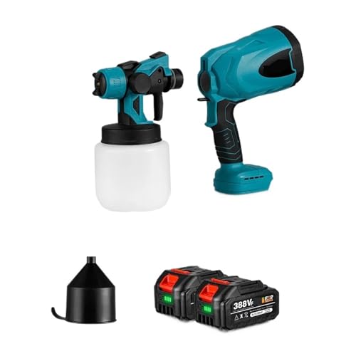CCZRD 18V Elektrische Spritzpistole 800 ML 42000rpm Handheld Cordless High Power Elektrische Farbspritzgerät For 18V Batterie Werkzeug(2X388vf Battery Set) von CCZRD
