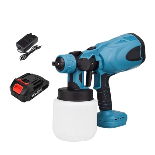 CCZRD 800 Ml Kabellose Elektrische Spritzpistole, Tragbares Farbspritzgerät For Automöbel, Stahlbeschichtung, Airbrush, Kompatibel Mit 18 V-Batterie(1 Battery Blue) von CCZRD