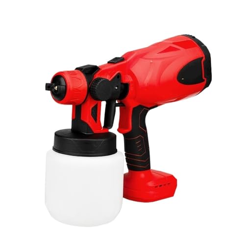 CCZRD 800 Ml Kabellose Elektrische Spritzpistole, Tragbares Farbspritzgerät For Automöbel, Stahlbeschichtung, Airbrush, Kompatibel Mit 18 V-Batterie(No Battery Red) von CCZRD