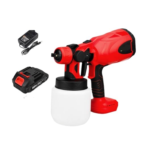 CCZRD 800ML Tragbare Elektrische Spritzpistole Akku-Farbspritzgerät Elektrisches Haushalts-Farbspritzgerät Kompatibel For 18V-Batterie(1 Small Battery Red) von CCZRD