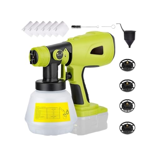 CCZRD Akku-Farbspritzgerät, Ersatz For 20 V Max. Batterie, Tragbares Elektrisches Farbspritzgerät Mit 1000 Ml Behälter For Zu Hause(Green) von CCZRD