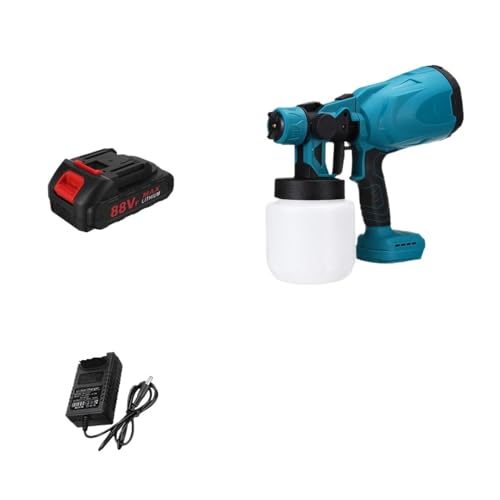 CCZRD Elektrische Spritzpistole, Kabelloses Farbspritzgerät, Wiederaufladbar, For Kabellose 18-V-Batterie, Sprühfarbe, Möbel, Stahlbeschichtung(1 Battery Blue) von CCZRD