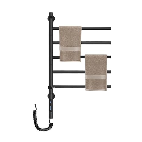 CCZRD Elektrischer Beheizter Handtuchhalter for Badezimmer Mit Konstanter Temperatur, Intelligenter Elektrischer Beheizter Handtuchhalter, Badezimmer-Regal, Handtuchwärmer(F 42x66x7cm Black) von CCZRD