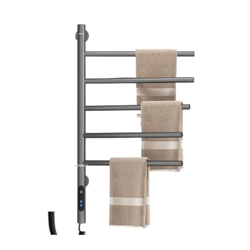 CCZRD Elektrischer Beheizter Handtuchhalter for Badezimmer Mit Konstanter Temperatur, Intelligenter Elektrischer Beheizter Handtuchhalter, Badezimmer-Regal, Handtuchwärmer(F 42x66x7cm Gray) von CCZRD