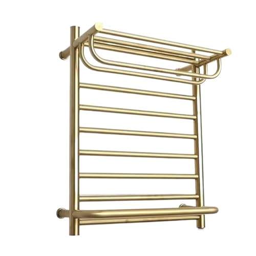 CCZRD IP56 Mode Wand Montiert Gold Handtuch Wärmer Rack 304 Edelstahl wasserdichte Elektrische Handtuch Rack for Badezimmer(with Plug) von CCZRD