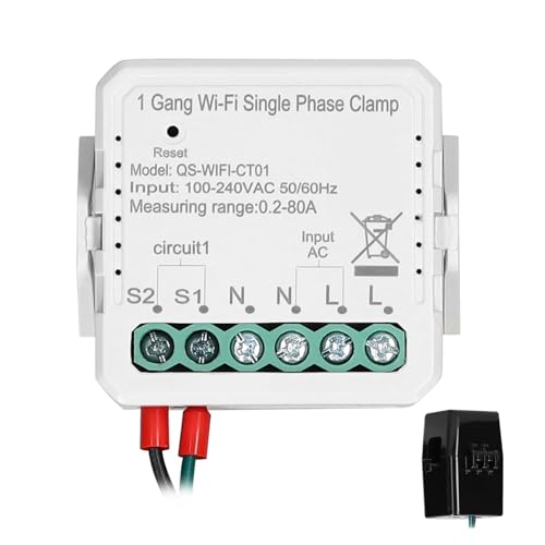 Tuya WiFi 80A 2 Gang Einphasige Klemme Solar PV Bidirektionale Zwei Weg Energie Meter Mobiltelefon APP Steuerung Strom Transformator(1 Gang) von CCZRD