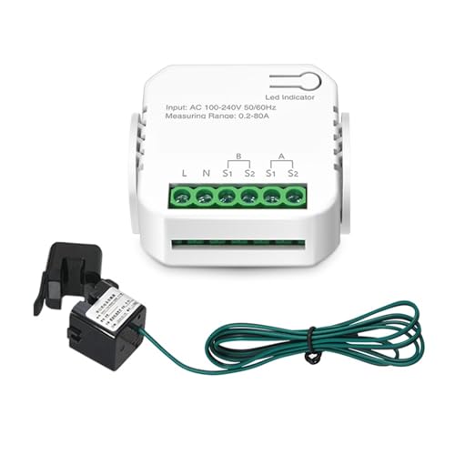 Tuya Wifi Smart Power Meter Mit Stromwandler Klemme 1/2 Kanal 80A Energie Meter Smart Home Wattmeter Solar PV System(1CH) von CCZRD