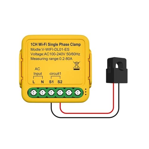 Tuya Wifi Smart Power Meter Mit Stromwandler Sensor Klemme 80A Energie Meter For Elektrische Beleuchtung Solar KWH Monitor(1CH) von CCZRD