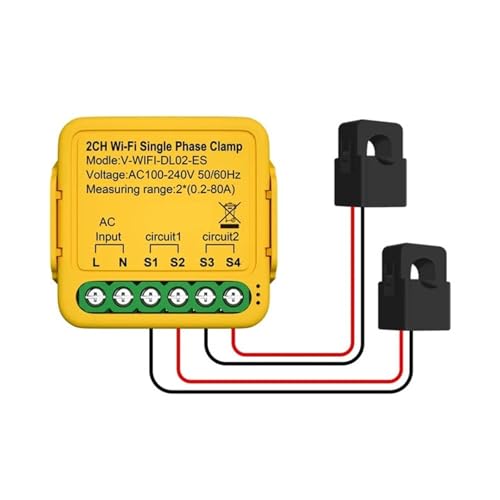 Tuya Wifi Smart Power Meter Mit Stromwandler Sensor Klemme 80A Energie Meter For Elektrische Beleuchtung Solar KWH Monitor(2CH) von CCZRD
