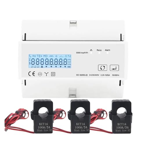 Verbrauchsmesser 230VAC Wattmeter 3 Phasen Bidirektionaler Energiezähler Mit 3PCS Split Typ Transformator CT(Meter 3PCS CT 100A) von CCZRD
