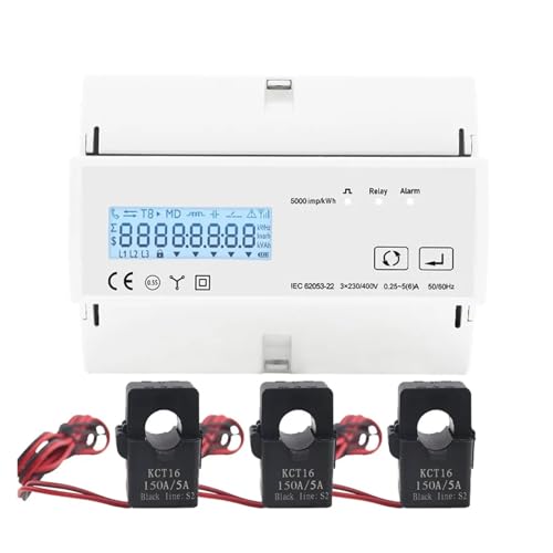 Verbrauchsmesser 230VAC Wattmeter 3 Phasen Bidirektionaler Energiezähler Mit 3PCS Split Typ Transformator CT(Meter 3PCS CT 150A) von CCZRD