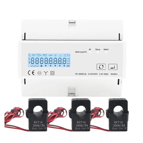 Verbrauchsmesser 230VAC Wattmeter 3 Phasen Bidirektionaler Energiezähler Mit 3PCS Split Typ Transformator CT(Meter 3PCS CT 200A) von CCZRD