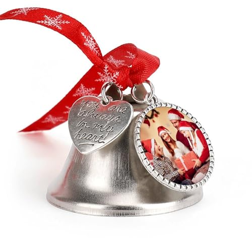 CCZUIML Personalisiertes Weihnachtsglockenornament, 2024 personalisierte Weihnachtsschmuckgeschenke, personalisierter Weihnachtsbaumschmuck mit Bildern, Bildtext, Weihnachtsbaumschmuck von CCZUIML