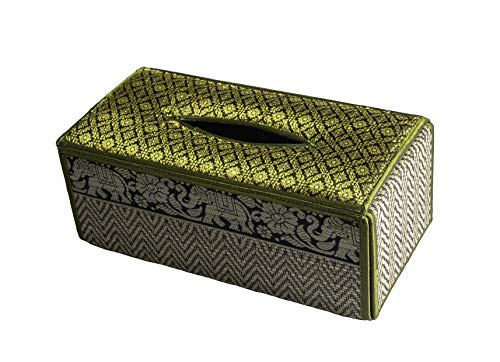 CCcollections Handgefertigte Reed Taschentuchboxabdeckung - Rechteckige Taschentuchbox Fügt Einen Raffinierten Akzent Zu Ihrer Wohnkultur Hinzu - Ideal Für Wohnzimmer Oder Büros (D Grüne Olive) von CCcollections