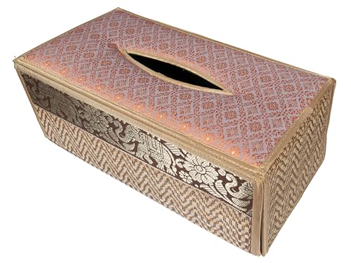 CCcollections Handgefertigte Schutzhülle für Taschentuchboxen aus Schilfrohr – umweltfreundliche Materialien (D Gold) von CCcollections