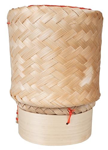 CCcollections Bambus-Sticky-Rice-Korb-Set – Handgefertigter, hitzebeständiger Korb mit Deckel für weichen Reis – Dämpfer-Set mit 4 Körben – Verschiedene Optionen für Zuhause & Restaurants von CCcollections