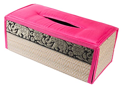 Handgefertigte Schutzhülle für Taschentuchboxen aus Schilfrohr – umweltfreundliche Materialien (Rosa Fuchsie) von CCcollections
