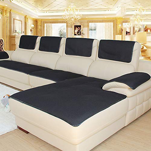 CClz Anti-rutsch Atmungsaktive Sofabezug Für Haustiere Hund, Sommer Sectional Sofa Sofa Überwurf Für Ledersofa Schmutzabweisend Möbel Protector-schwarz 80x210cm(31x83inch) von CClz