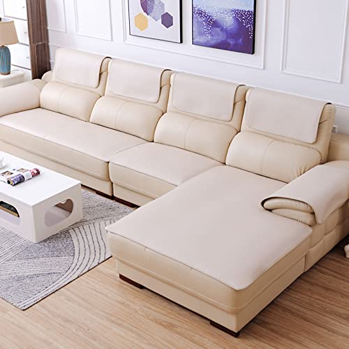 Rutschfester Sofabezug aus Leder, Sofa überzug in l Form 2 3 sitzer ecksofa Sofaüberwurf Couch überzug für Haustiere, Liegebezug für Wohnzimmer-Beige 60x150cm/24x59 Zoll von CClz