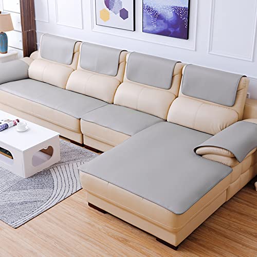 Rutschfester Sofabezug aus Leder, Sofa überzug in l Form 2 3 sitzer ecksofa Sofaüberwurf Couch überzug für Haustiere, Liegebezug für Wohnzimmer-Grau 60x76cm/24x30inch von CClz