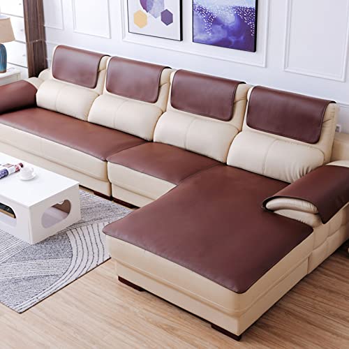 Rutschfester Sofabezug aus Leder, Sofa überzug in l Form 2 3 sitzer ecksofa Sofaüberwurf Couch überzug für Haustiere, Liegebezug für Wohnzimmer-Kaffeefarbe 60x210cm/24x83 Zoll von CClz