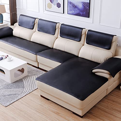 Rutschfester Sofabezug aus Leder, Sofa überzug in l Form 2 3 sitzer ecksofa Sofaüberwurf Couch überzug für Haustiere, Liegebezug für Wohnzimmer-Schwarz 60x180cm/24x71 Zoll von CClz