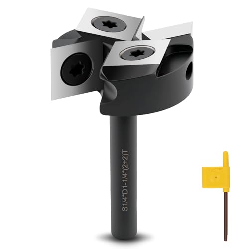 CDBP CNC Soilboard Surfacing Router Bits 1/4" Shank, 1-1/4" Cutting Diameter with 2+2 Wing, 12mm Carbide Insert Planer Bit for Slab Flattening Woodworking Levelling and Face Milling CDBP CNC Soilboard Surfacing Router Bits 1/4" Shank, 1-1/4" Cutting Diameter with 2+2 Wing, 12mm Carbide Insert Planer Bit for Slab Flattening Woodworking Levelling and Face Milling von CDBP