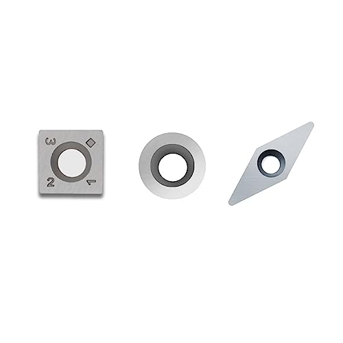 CDBP Hartmetall Wendeschneidplatten Cutter Set für Holz Drechselwerkzeug mit Schrauben, Hart Metall Schneid Platten Set (Vierkant, Rund, Diamant R-Form), 3 Stück von CDBP